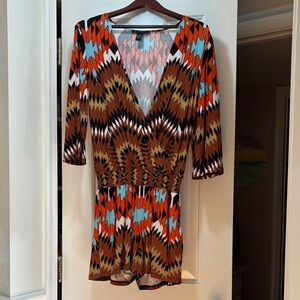 INC International Concepts Pink and Gray Geometric Dress